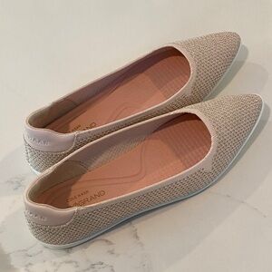 Cole Haan Beige Knit Pointed-Toe Ballet Flats